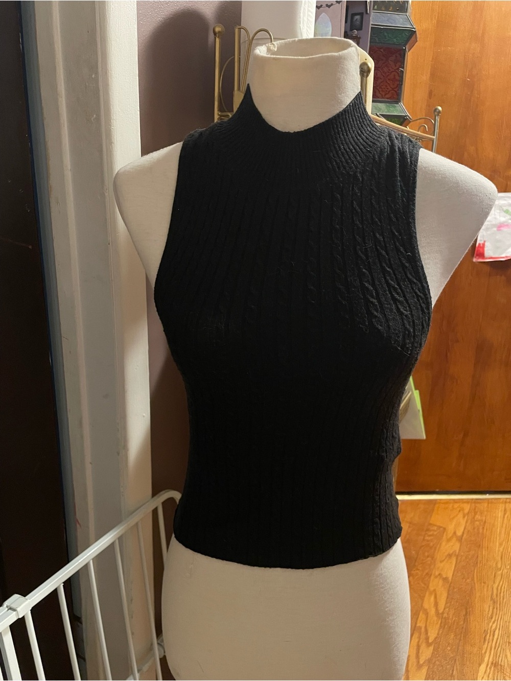 Cotton On Black Ribbed Mock Neck Tank